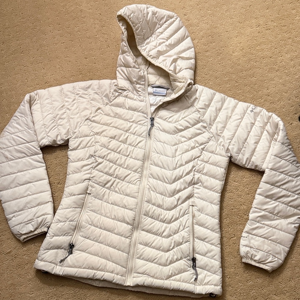 Women's Cream Quilted Puffer Jacket